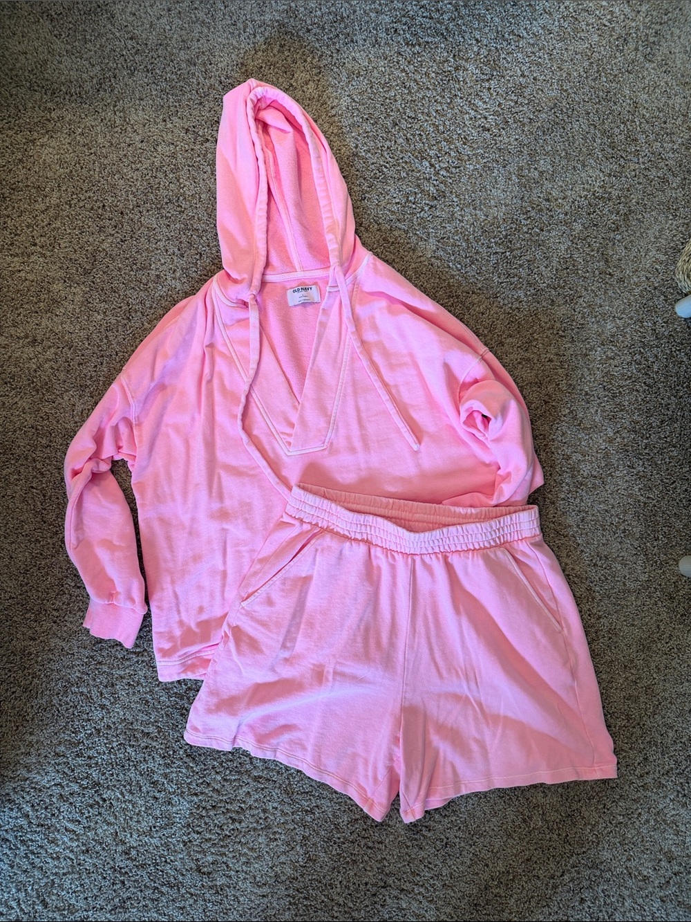 Old Navy Hot Pink So Soft Terry Sweatshirt and Shorts Set - L